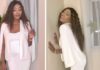 (Photos): Bijoux Ndiaye de la TFm dévoile sa taille fine dans une robe blanche