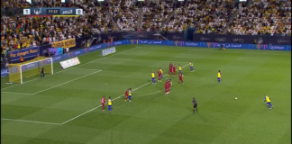 Al Nassr : Le coup-franc somptueux de Cristiano Ronaldo; son premier en Arabie Saoudite (Vidéo)